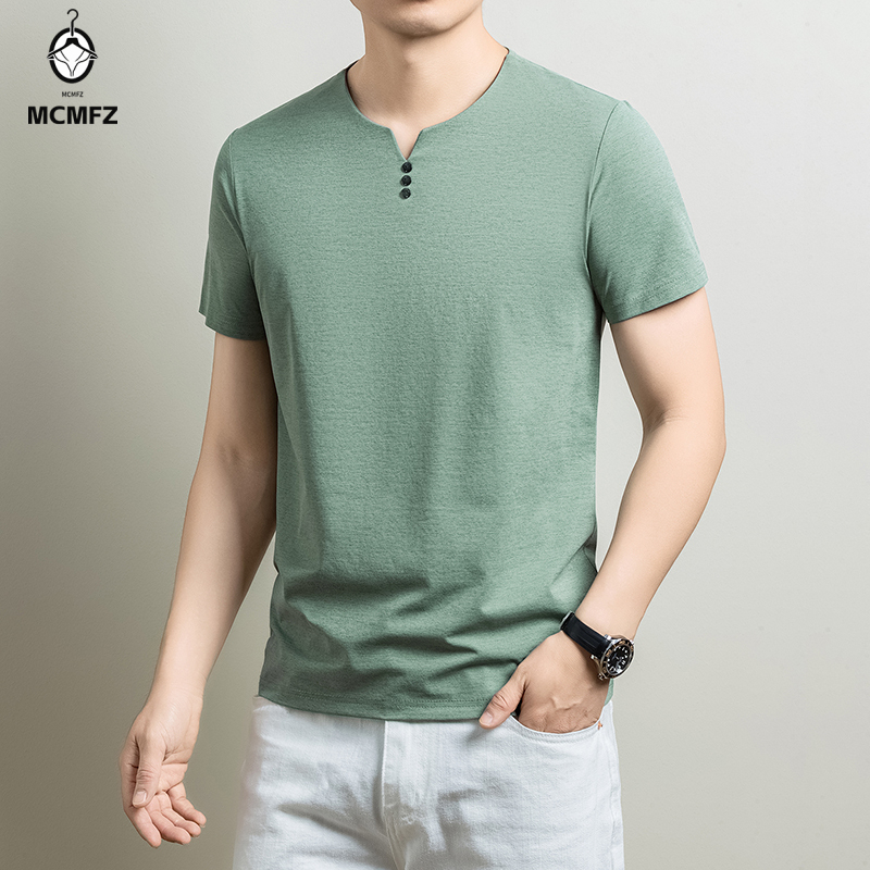 Kaos Henley Pria Basic Bahan K - Golf Tees ulasan dan harga
